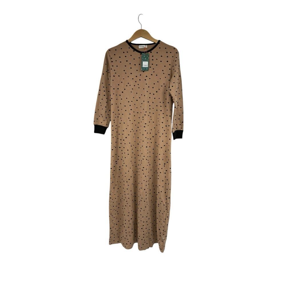 Kai And Kelly Brown Black Polka Dot Cotton Maxi Long Modest Nightgown Girls 16‎